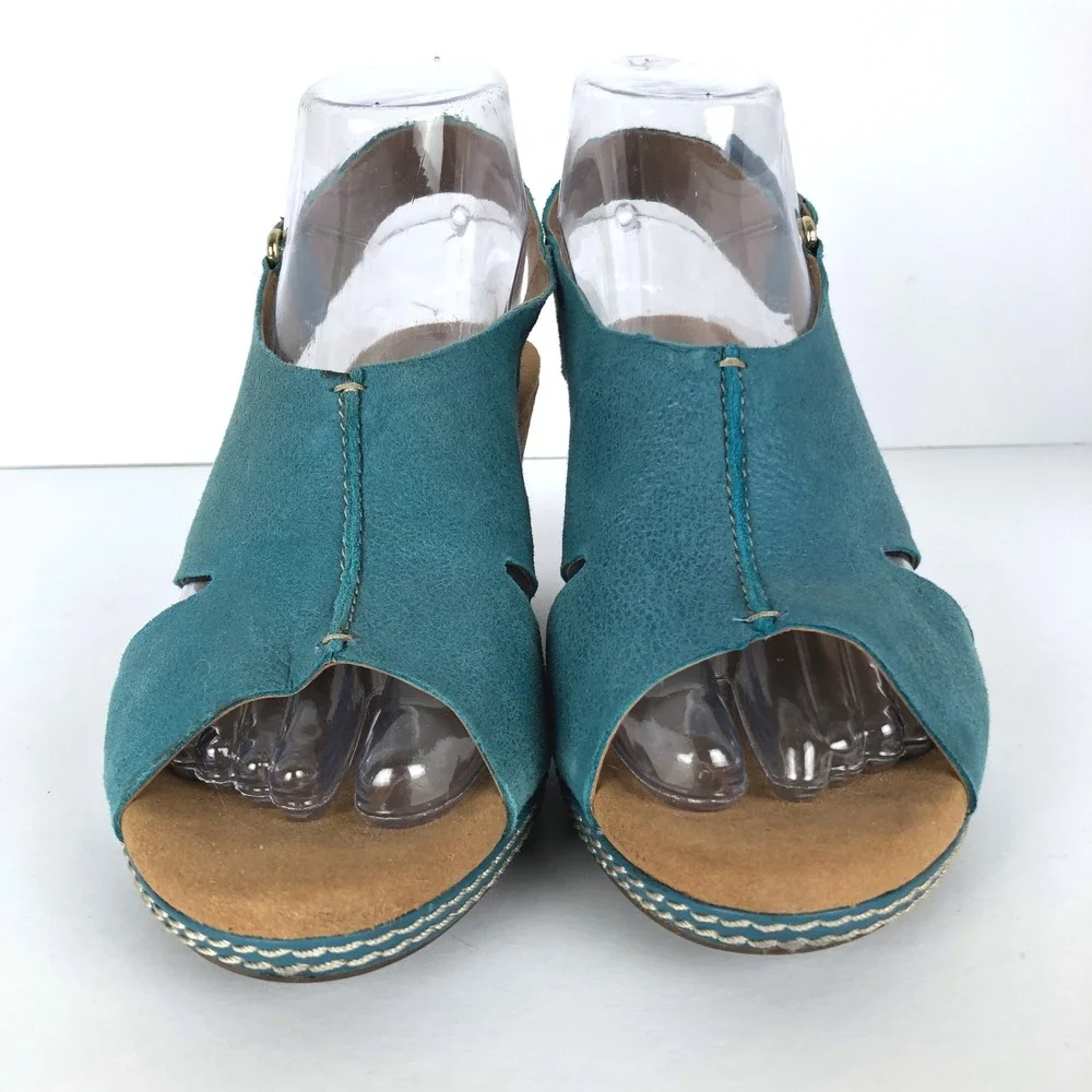 CLARKS COLLECTION Suede Cork Wedge Sandals Women's 7.5M 26108747